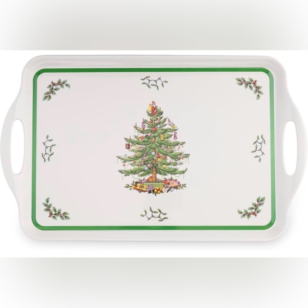 Vintage Spode Christmas Tree Pimpernel Melamine Serving Tray rectangular NWT